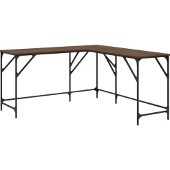 vidaXL Bureau 149x149x75 cm bewerkt hout bruin eikenkleur