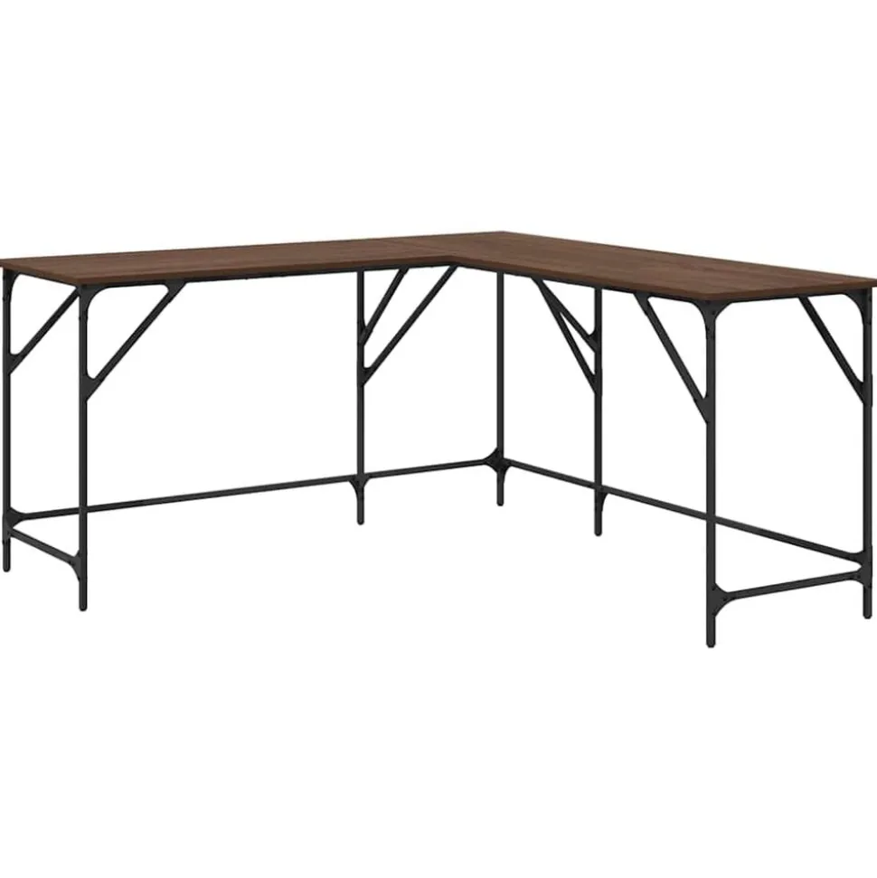 vidaXL Bureau 149x149x75 cm bewerkt hout bruin eikenkleur