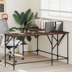 vidaXL Bureau 149x149x75 cm bewerkt hout bruin eikenkleur
