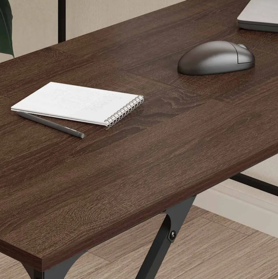 vidaXL Bureau 149x149x75 cm bewerkt hout bruin eikenkleur