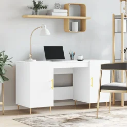 vidaXL Bureau 140x50x75 cm bewerkt hout wit