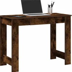 vidaXL Bureau 100x45x75 cm bewerkt hout gerookt eikenkleurig