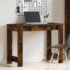 vidaXL Bureau 100x45x75 cm bewerkt hout gerookt eikenkleurig