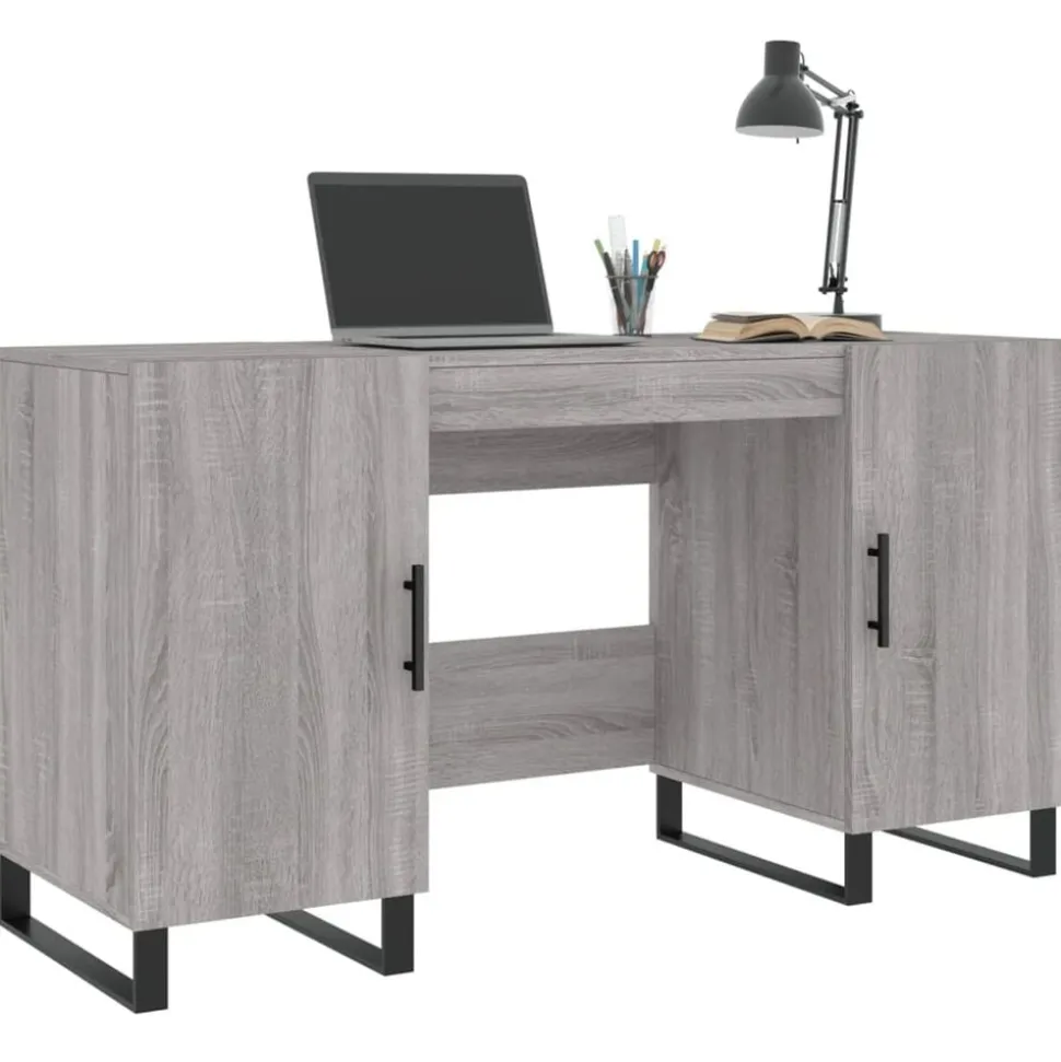 vidaXL Bureau 140x50x75 cm bewerkt hout grijs sonoma eikenkleurig
