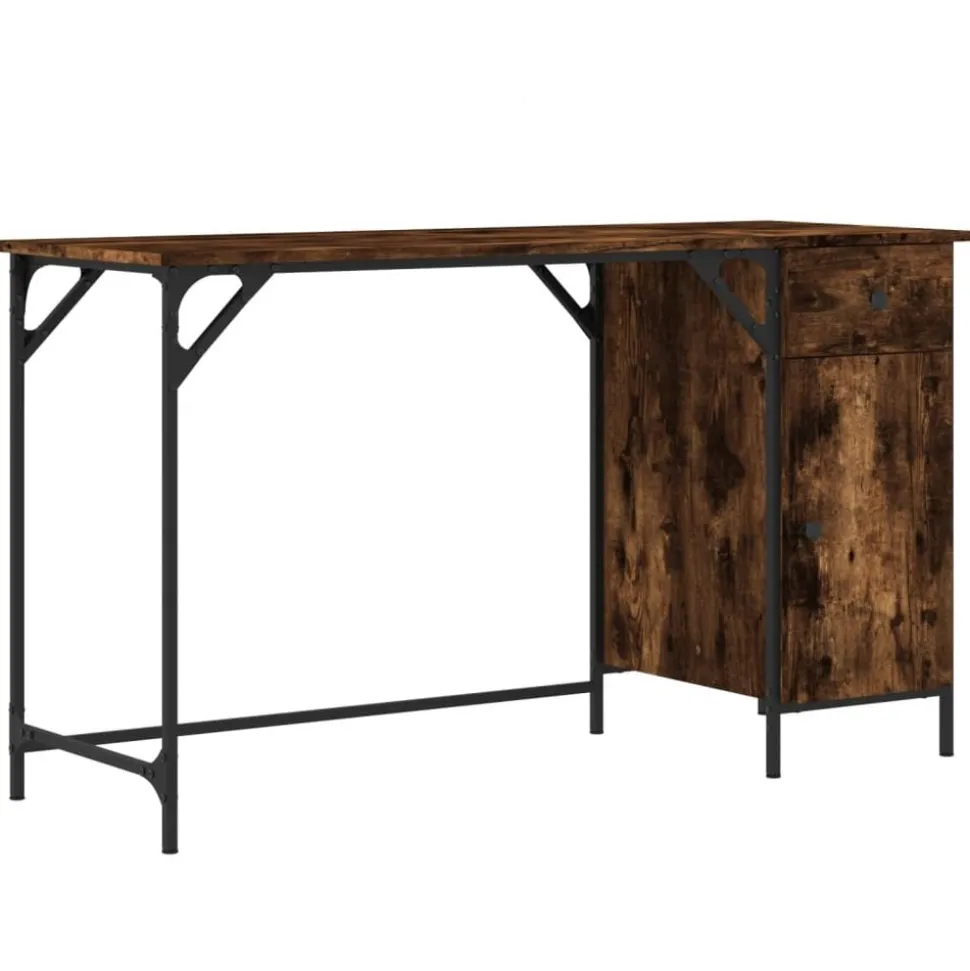 vidaXL Bureau 131x48x75 cm bewerkt hout gerookt eikenkleurig