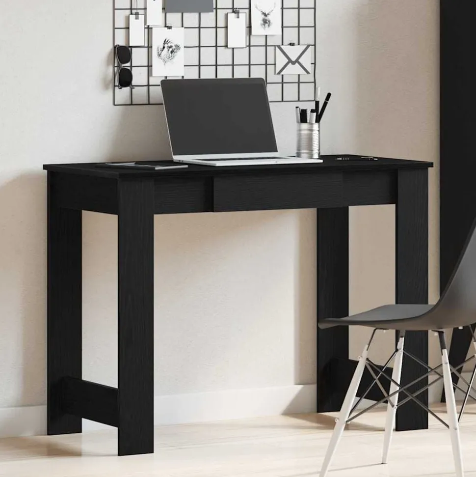 vidaXL Bureau 100x45x75 cm bewerkt hout zwart