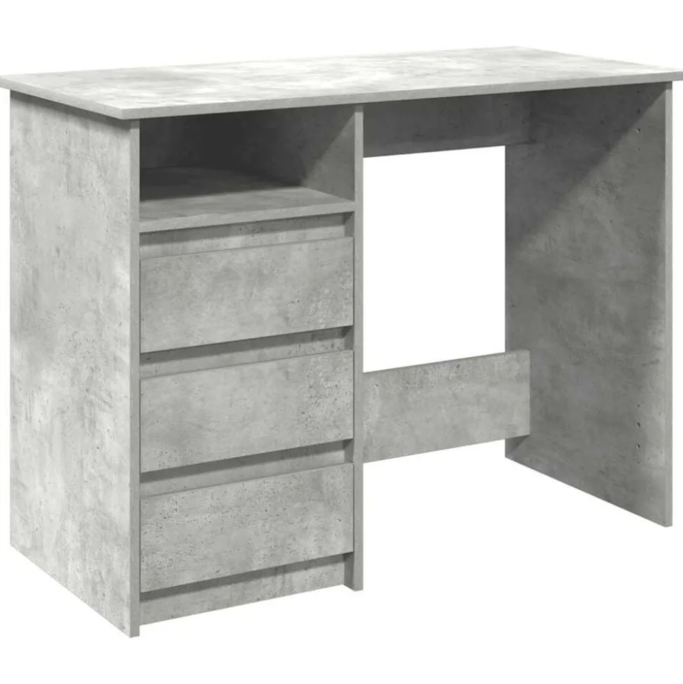 vidaXL Bureau 102x50x75 cm bewerkt hout betongrijs