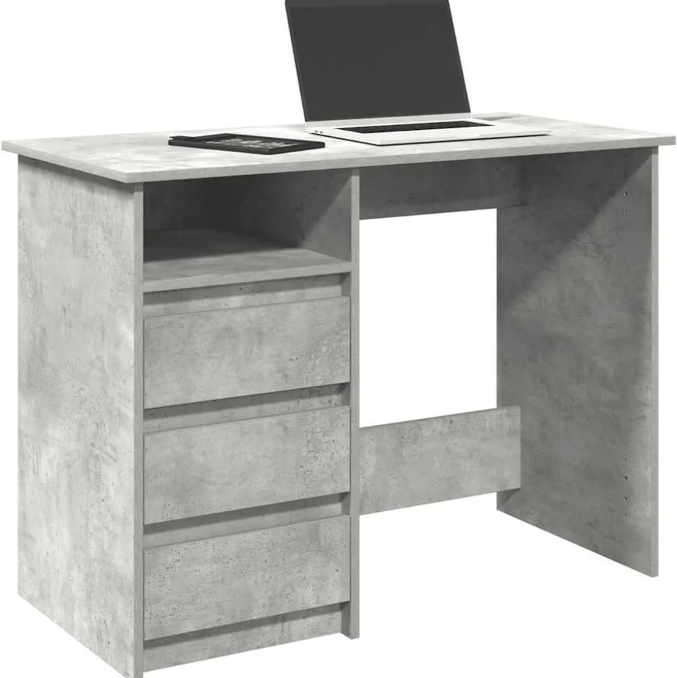 vidaXL Bureau 102x50x75 cm bewerkt hout betongrijs