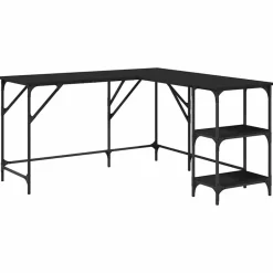 vidaXL Bureau 139x139x75 cm bewerkt hout zwart