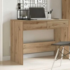 vidaXL Bureau 101x50x76,5 cm bewerkt hout artisanaal eikenkleur