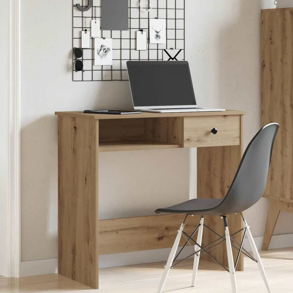 vidaXL Bureau 80x40x75 cm bewerkt hout artisanaal eikenkleurig