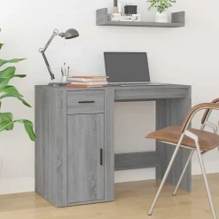 vidaXL Bureau 100x49x75 cm bewerkt hout grijs sonoma eikenkleurig