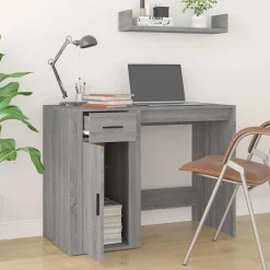 vidaXL Bureau 100x49x75 cm bewerkt hout grijs sonoma eikenkleurig