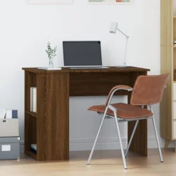 vidaXL Bureau 100x55x75 cm bewerkt hout bruin eikenkleur
