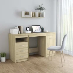 vidaXL Bureau 140x50x76 cm bewerkt hout sonoma eikenkleurig