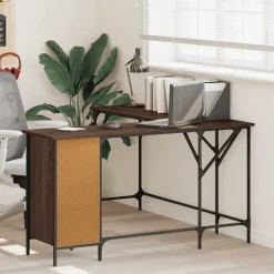 vidaXL Bureau 141x141x75 cm bewerkt hout bruin eikenkleur