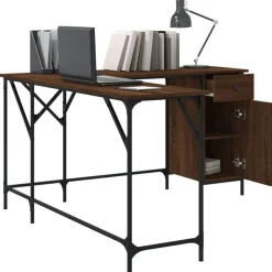 vidaXL Bureau 141x141x75 cm bewerkt hout bruin eikenkleur