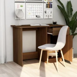 vidaXL Bureau 100x50x76 cm bewerkt hout bruin eikenkleur