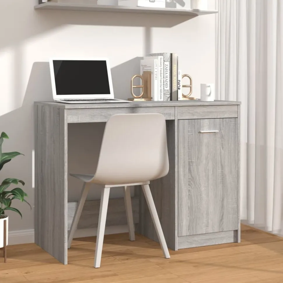 vidaXL Bureau 100x50x76 cm bewerkt hout grijs sonoma eikenkleurig