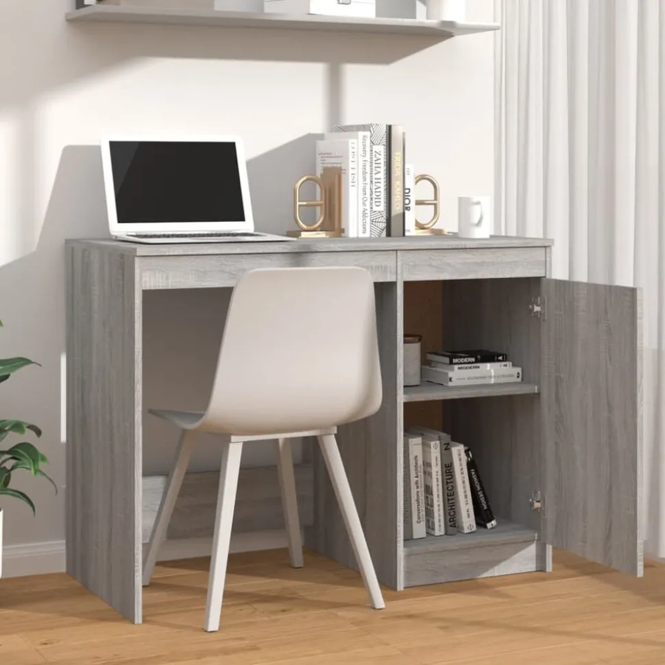 vidaXL Bureau 100x50x76 cm bewerkt hout grijs sonoma eikenkleurig