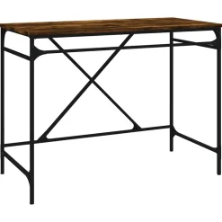 vidaXL Bureau 100x50x75 cm bewerkt hout en ijzer gerookt eikenkleurig