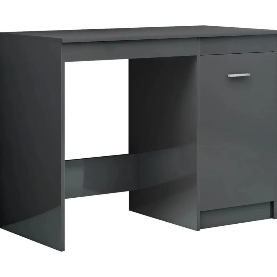 vidaXL Bureau 100x50x76 cm bewerkt hout hoogglans grijs