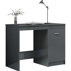 vidaXL Bureau 100x50x76 cm bewerkt hout hoogglans grijs