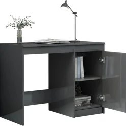 vidaXL Bureau 100x50x76 cm bewerkt hout hoogglans grijs