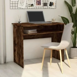 vidaXL Bureau 90x50x74 cm bewerkt hout gerookt eikenkleurig