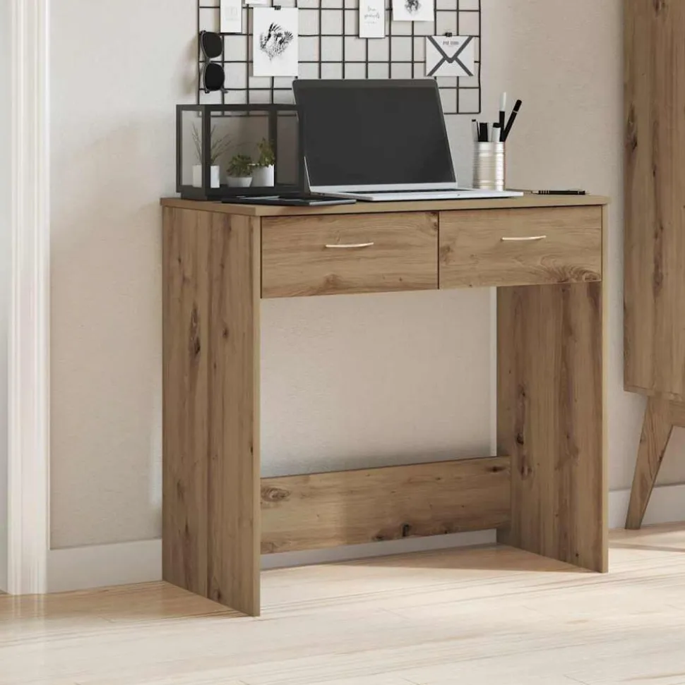 vidaXL Bureau 80x40x75 cm bewerkt hout artisanaal eikenkleurig