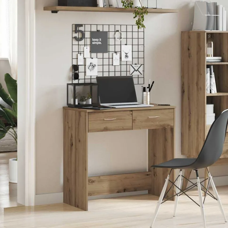 vidaXL Bureau 80x40x75 cm bewerkt hout artisanaal eikenkleurig