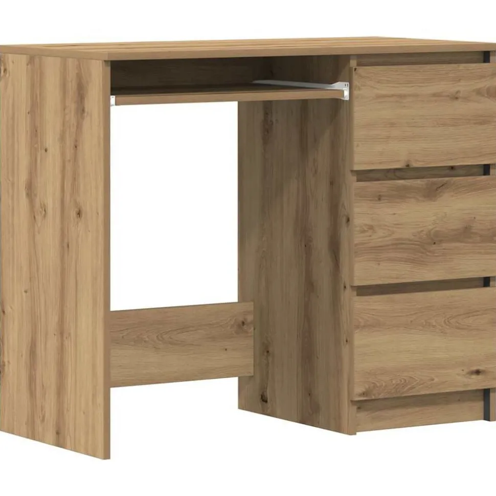 vidaXL Bureau 90x45x76 cm bewerkt hout artisanaal eikenkleur