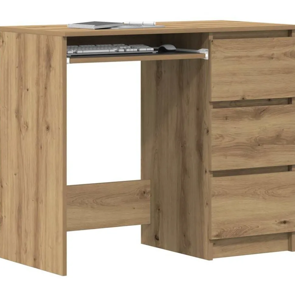 vidaXL Bureau 90x45x76 cm bewerkt hout artisanaal eikenkleur