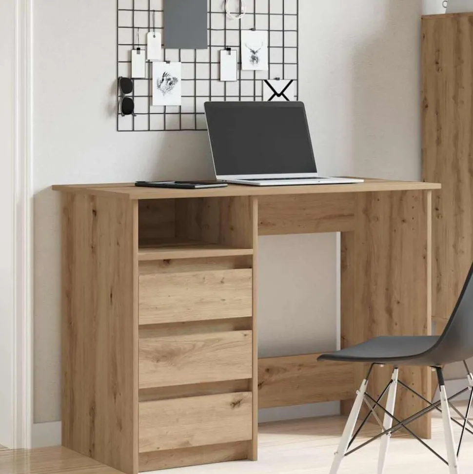 vidaXL Bureau 102x50x75 cm bewerkt hout artisanaal eikenkleurig