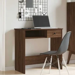 vidaXL Bureau 80x40x75 cm bewerkt hout bruin eikenkleur