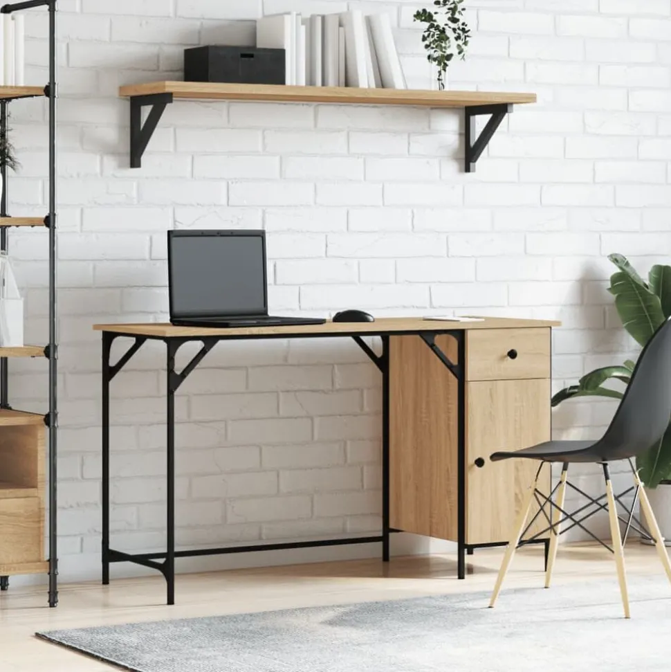 vidaXL Bureau 131x48x75 cm bewerkt hout sonoma eikenkleurig