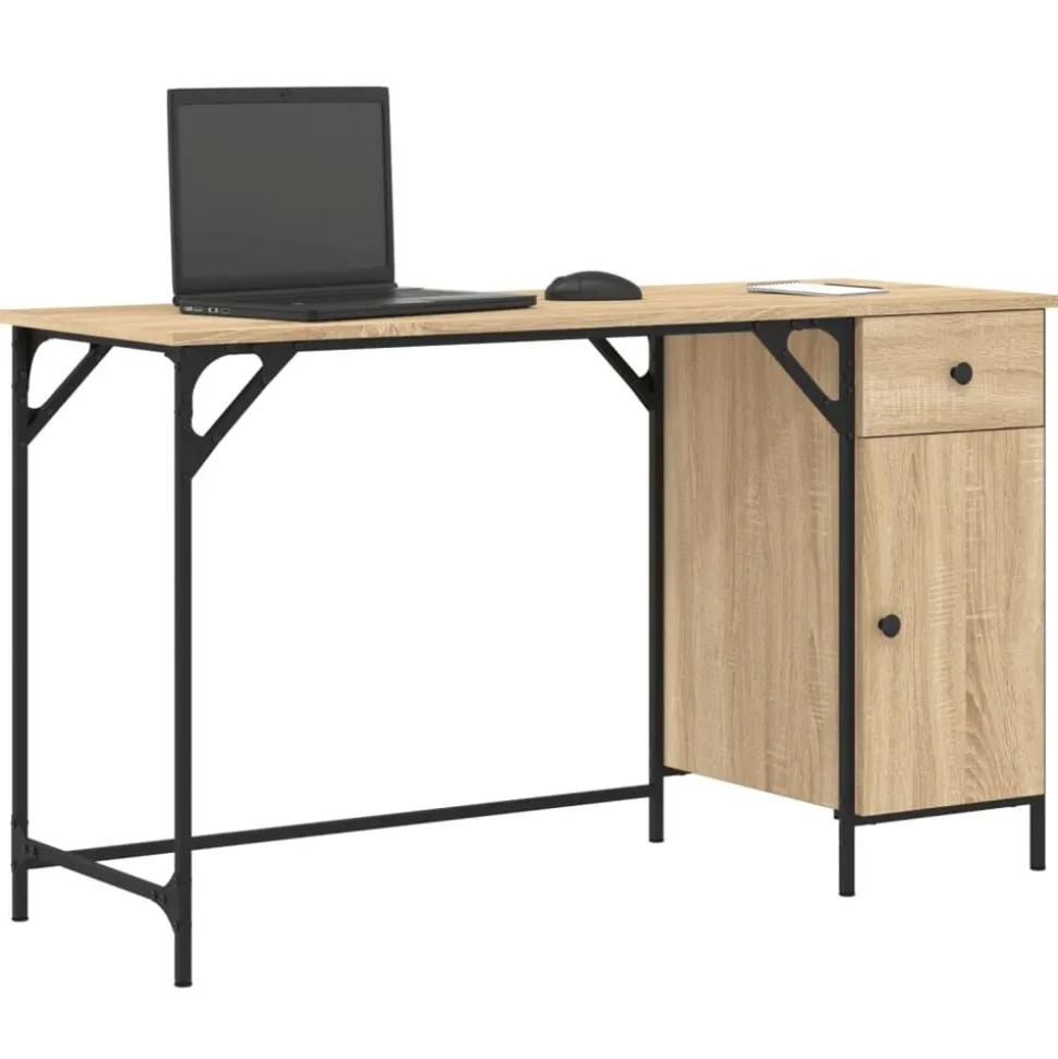 vidaXL Bureau 131x48x75 cm bewerkt hout sonoma eikenkleurig