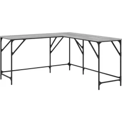 vidaXL Bureau 149x149x75 cm bewerkt hout grijs sonoma eikenkleurig