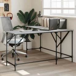 vidaXL Bureau 149x149x75 cm bewerkt hout grijs sonoma eikenkleurig