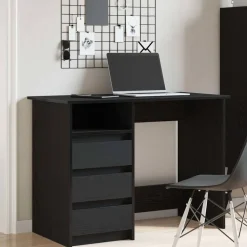 vidaXL Bureau 102x50x75 cm bewerkt hout zwart