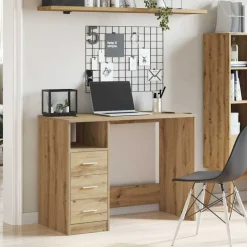 vidaXL Bureau 102x50x76 cm bewerkt hout artisanaal eikenkleur