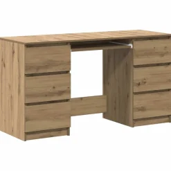 vidaXL Bureau 140x50x77 cm bewerkt hout artisanaal eikenkleur