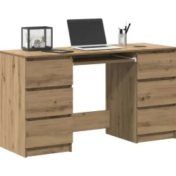 vidaXL Bureau 140x50x77 cm bewerkt hout artisanaal eikenkleur