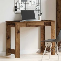 vidaXL Bureau 100x45x75 cm bewerkt hout oud houtkleurig