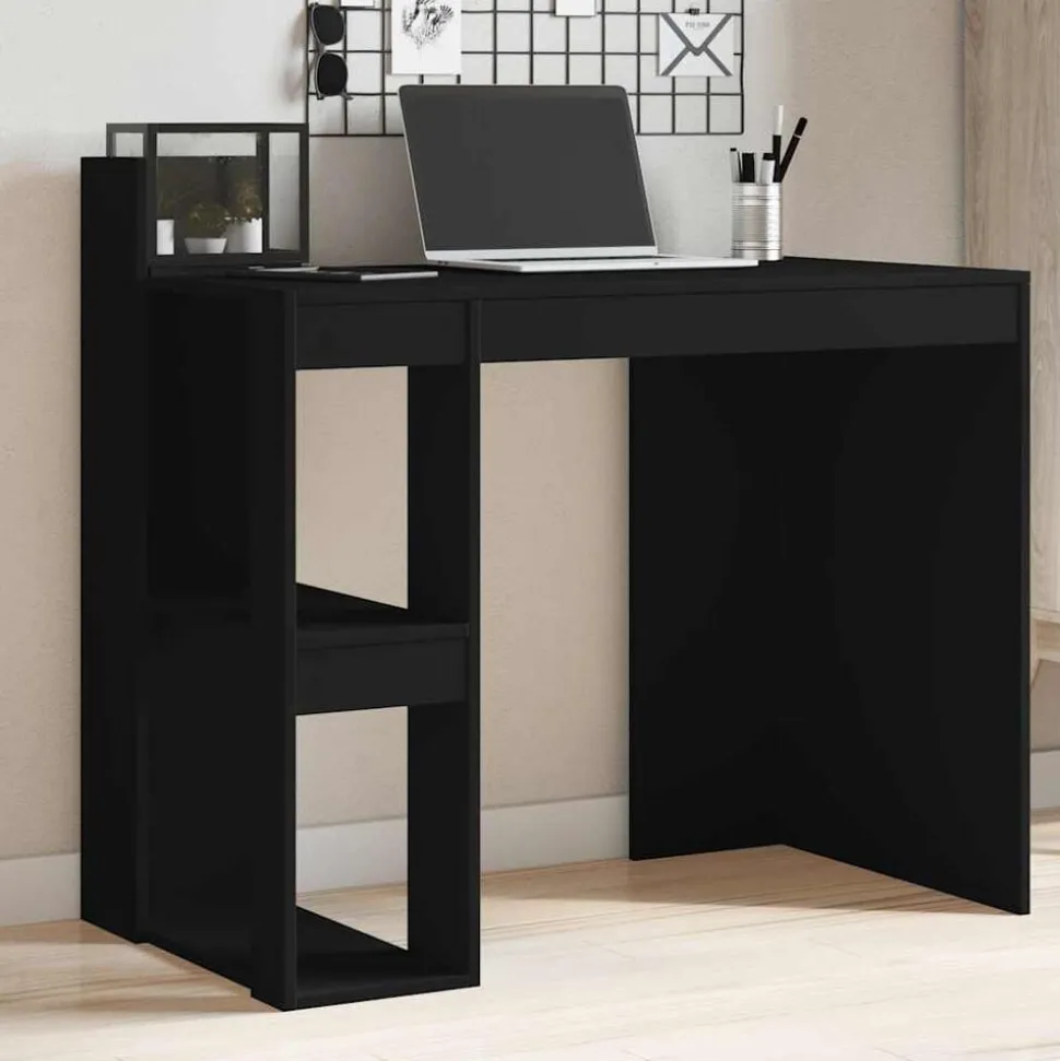 vidaXL Bureau 103,5x56,5x94 cm bewerkt hout zwart