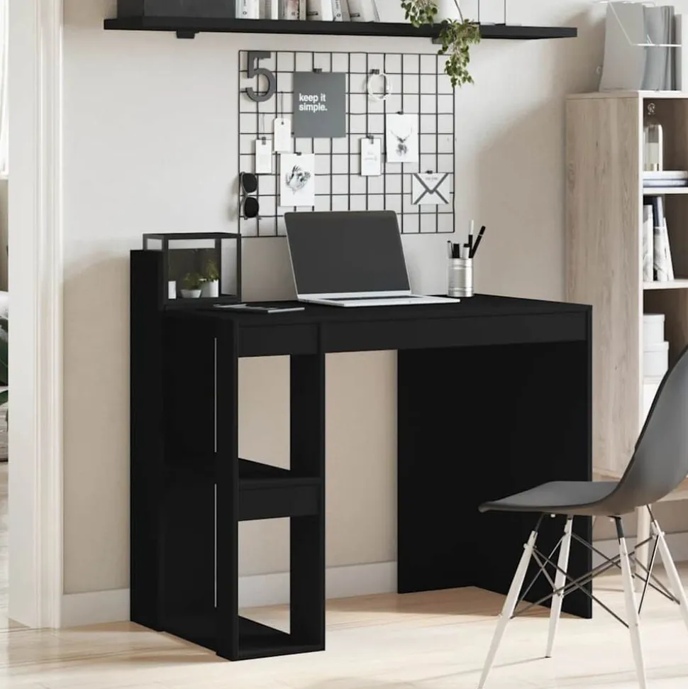 vidaXL Bureau 103,5x56,5x94 cm bewerkt hout zwart