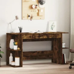 vidaXL Bureau 140x50x75 cm bewerkt hout gerookt eikenkleurig