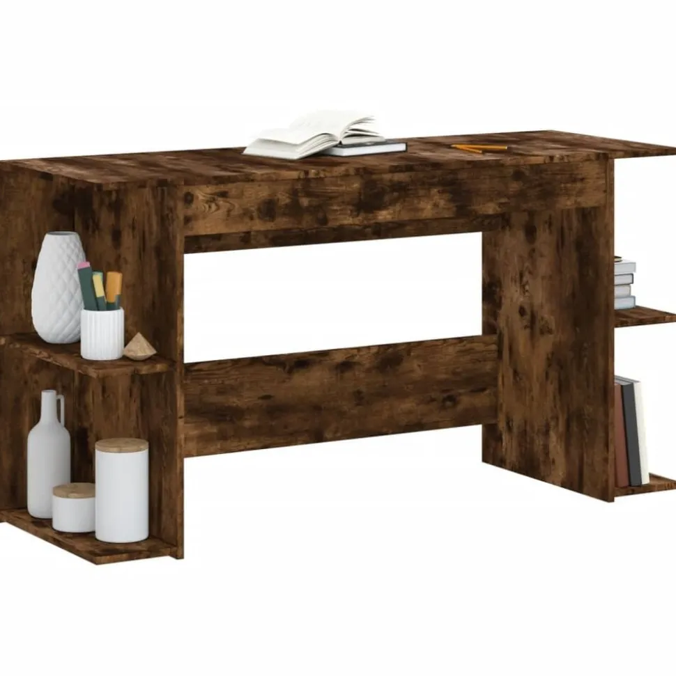 vidaXL Bureau 140x50x75 cm bewerkt hout gerookt eikenkleurig