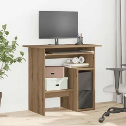 vidaXL Bureau 80x45x74 cm bewerkt hout artisanaal eikenkleur