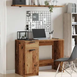 vidaXL Bureau 100x50x75 cm bewerkt hout oud houtkleurig